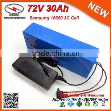 Big Power 3600W 72V 30Ah E bike Battery China Used Li-Ion Battery Pack 3.7V Samsung High Power Cells with 50A BMS