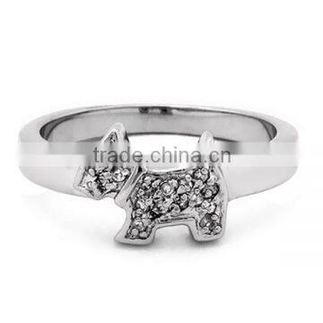 SRR0001 New Products 2016 Lovely Puppy Crystal Faithful Dog Ring