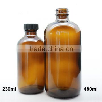 480ML Amber Boston Round Glass Bottle