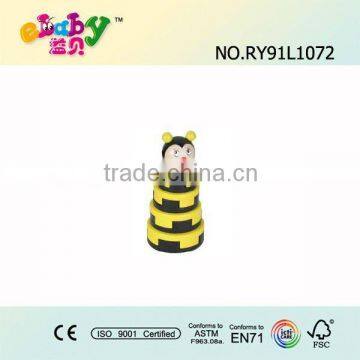 wooden yellow bee stacking toys