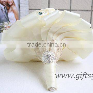 Elegant White Wedding Bridal Bouquet With Blue Ctrystal Wholesale photo-4