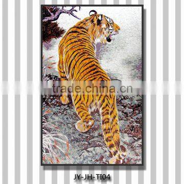 JY-JH-TI04 Tiger picture wall painting glass tile mosaic stickers Beautiful 3d wall mural