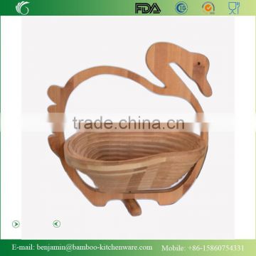 BK005/Exquisite Folding Swan Shape Bamboo Fruit Basket