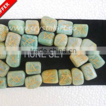 AMAZONITE RUNE SET WITH POUCH