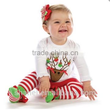 Hot sale kids stripe clothes lovely girls outfits fall baby clothes 2015 christmas children clothing