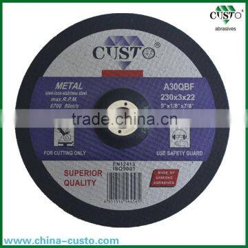 9" MPA Certisfied Depressed Centre Cutting Disc/Grinding Disc for Stainless Steel