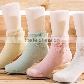 Socks Supplier Good Quality Ankle Cotton Customer Lady Size Pink/white/green/yellow Kids Dress Socks With Big Flower