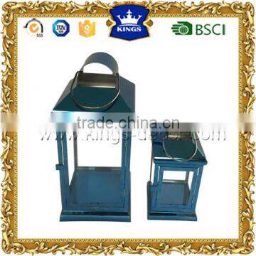 Blue metal stainless steel candle lantern for garden decoration SSL3073-SM