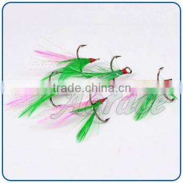 Different Specifications Outdoor Colorful Feather Fishing Hooks Stainless Steel