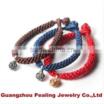 (PLL-1529-1531)Cotton Woven Friendship Bracelet With Flower Charm