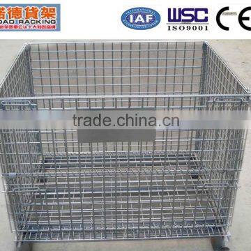 Silver Galvanized Foldable Wire Mesh Cage with wheels