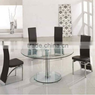 Beautifully Designed Glass Chrome Dining Room Table and 4 Chairs Set