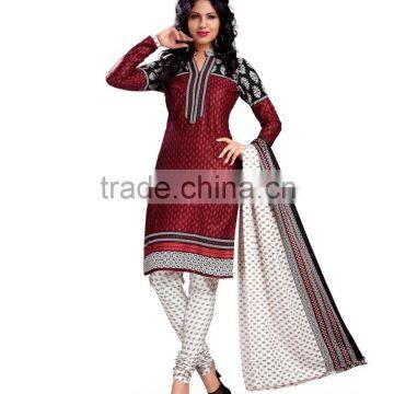 Beautiful red unstitched Cotton Printed Dress Materail