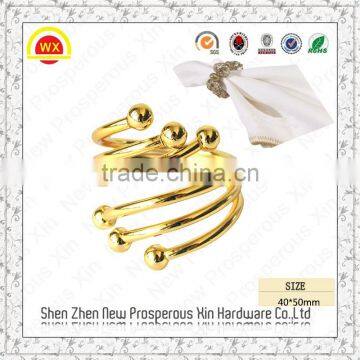 Hot sale wholesale gold metal napkin ring with vase