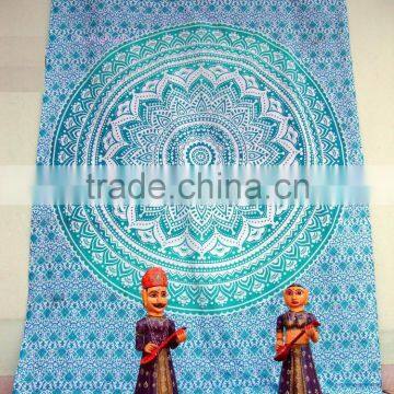 Hippie Indian Mandala Tapestry Wall Hanging Wholesale Cotton Blue Mandala Wall Decor Queen Size Tapestries Bedspread Supplier