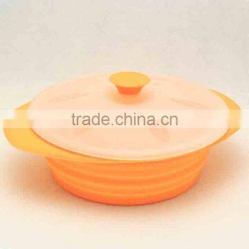 Bamboo silicone Collapsible Storage Bowls with Lids