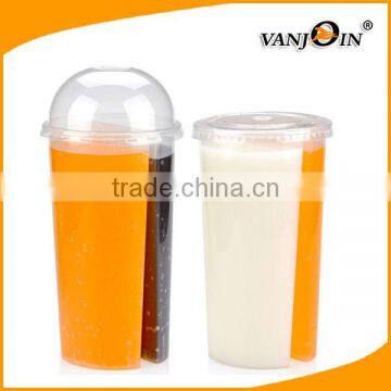 24oz Disposable Twins Cups / Plastic Drinking Cup With Straw With Lids photo-3