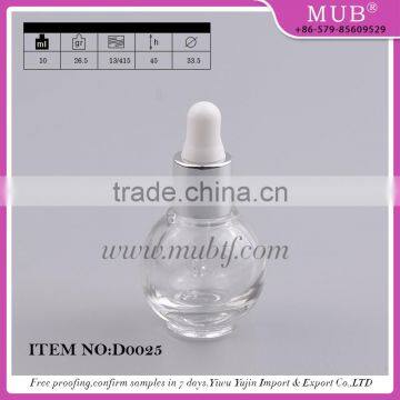 10ml cosmetic essential oil round glass dropper bottle