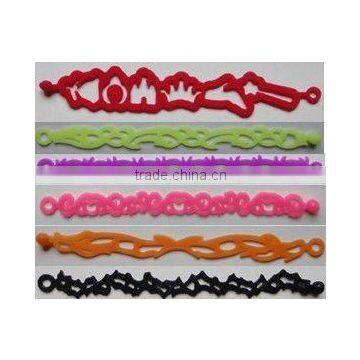 Hot!Hollow silicone bracelet/wristband,various designs for your choice