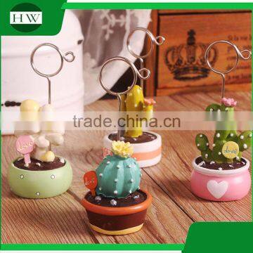 cheap mini resin cartoon plant pot cactus photo name business card holder