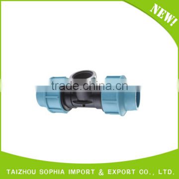 pe pp compression fittings/ italian type female threaded tee compression pipe fittings