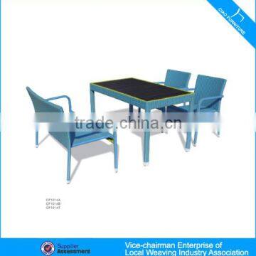 Outdoor Rattan Furniture Cafe Set Coffee Table And Chairs photo-2