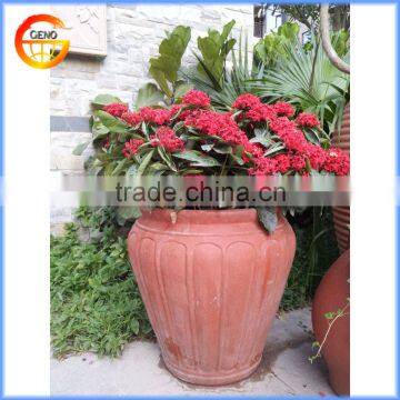 Ceramic Type Material Round Red Terra Cotta Garden Flower Pot photo-2