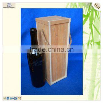 String Handle Single Bamboo Wooden Fruit Wine Gift Box photo-6
