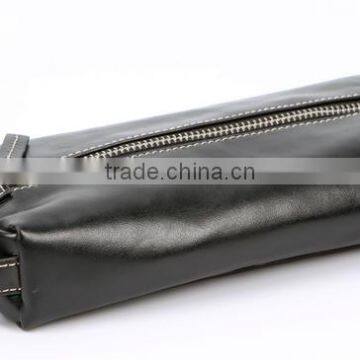 Black Horse Leather Travel Cosmetic Bag With Side Handle photo-2