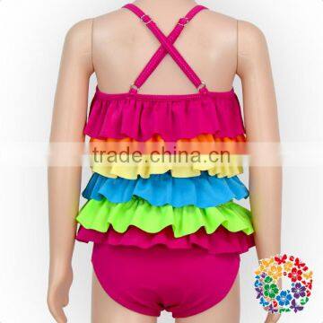 2017 Hot Sell Fashion Beach Wear Bikini Set Multicolor Ruffles Girls Swimwear Kids photo-4