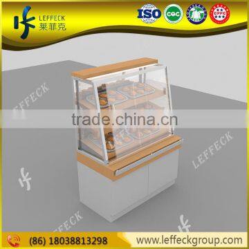 Customized retail store wood and glass bread display rack