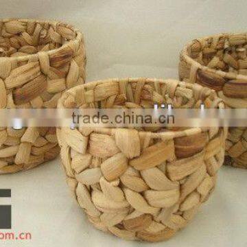 round natural water hyacinth garden planters/pot