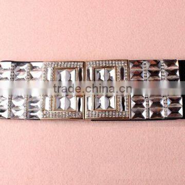 Wholesale Rhinestone Paved Alloy Buckle Elastic Sex Women Lady Waist Belt photo-4