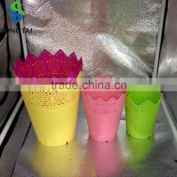 colourful round plastic flower pot series