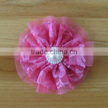 Lace Flower With Pearl Bead in Center for Kids Hair Accessories photo-5