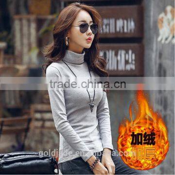 Warm High Collar t Shirt Fashion Women's Bottoming Thick Slim Long Sleeve t Shirt photo-3