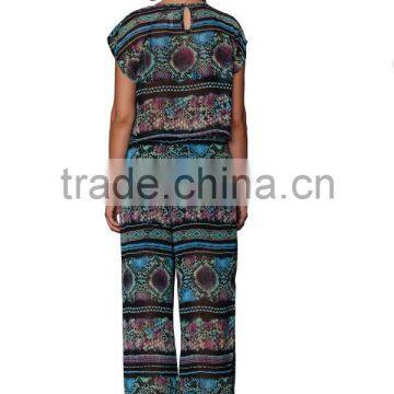 2015 Latest Fashion Women Round Neck Design Print Top Set photo-3