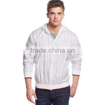 2015 high quality sports bomber jacket long sleeves polyester wholesale slim fit baseball jacekt with stripes