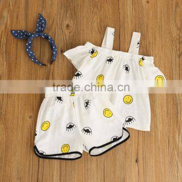 2017 Online Sale Girls Summer Boutique Outfits Suit Baby Girl Cotton Cute Smile Printed Clothing Sets photo-3
