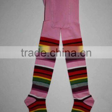 Cotton tights with rainbow striped