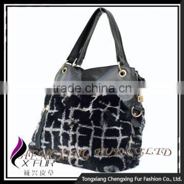 CX-H-44 Ladies Fashion Design Rex Rabbit Fur Handbag photo-3