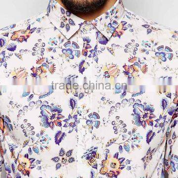 Latest Spread Collar Shirt 100% Cotton All Over Floral Print Hawaiian Shirt photo-3