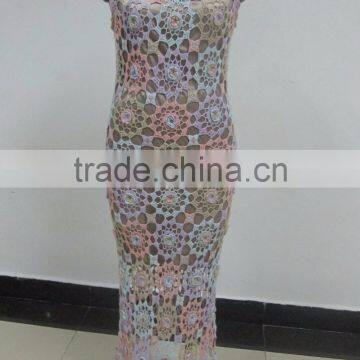 latest fashion soft crochet popular ladies long evening party dress
