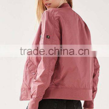 2017 Mgoo Pink Fighter Pilot Bomber Jacket Custom Printing Embroidery Military Flight Jacket With Knit Cuffs And Waistband photo-5