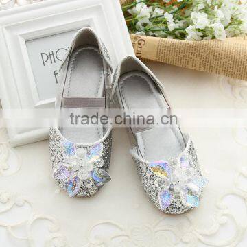 Gold Party Shoes Girls Glitter Leather Slip-on Simple Design Young Children Dance Shoes photo-3