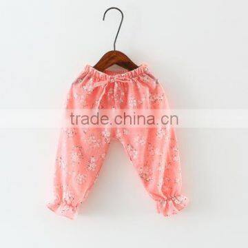 Children's trousers summer baby air conditioning thin pants cotton and linen printed girls children's lantern pants