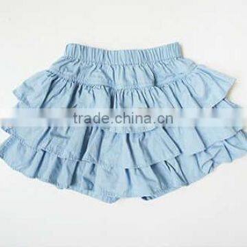 Denim Clolr 3 Layers Ruffle Shorts Stylish Kids Clothes Girls Shorts Wholesale photo-2