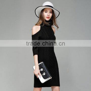Zm50246b Europe Hot Sell Lady Sweater Dress Sexy off Shoulder Long Knitwear Women photo-4
