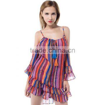 zm50234b europe new product lady cloth printed chiffon dress women