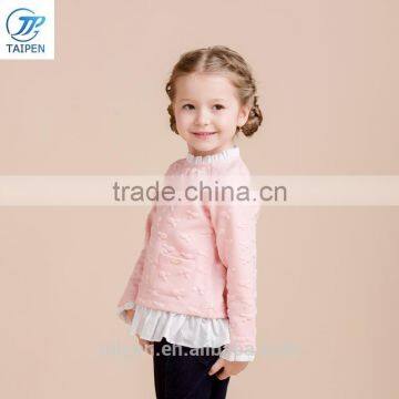 Girls Knitted t Jacquard t Shirt Whith Pleated Hem Kids Long Sleeve Pullover Clothing Wholesale photo-3